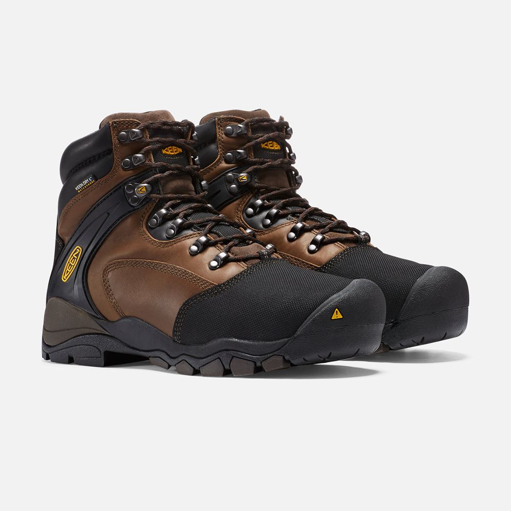 Botas de Trabajo Keen Mexico Marrom/Negros - Hombre Louisville 6\" Met (Steel Toe) - QC7208531